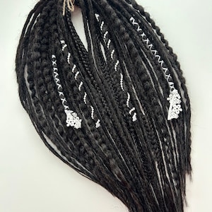 Black synthetic dreadlocks extension,natural looking dreadlocks,Double Ended dreads extension,dreadlocks extension, black braids