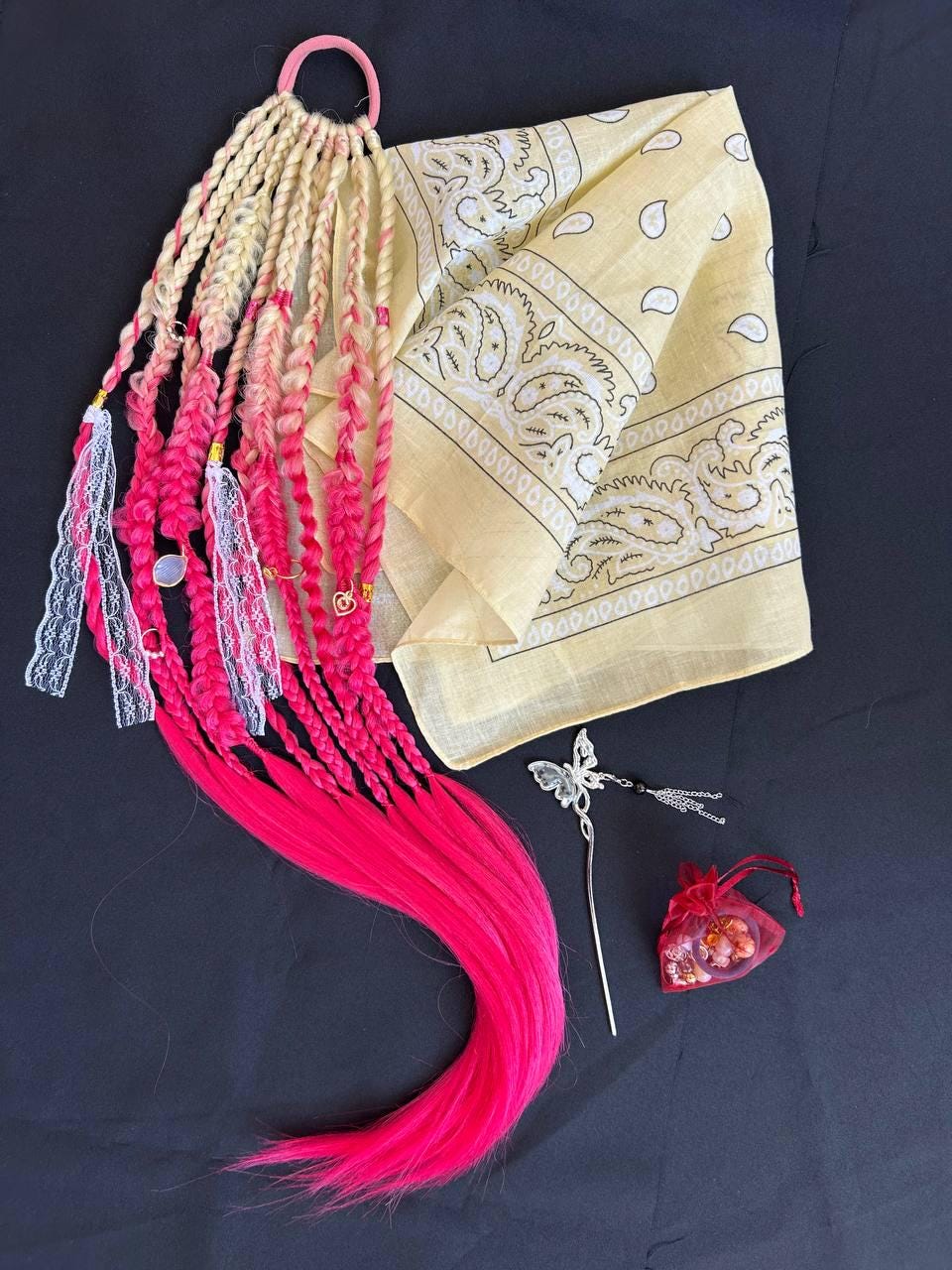 Confezione regalo con accessori per capelli intrecciati: elastico