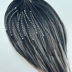 Synthetic Black dreadlocks.Dreads and braid/viking style synthetic hair extension/ full head braids set/mix of black/grey extension