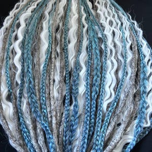 Winter Mix different styles,grey dreads,blue braids/viking style synthetic hair extension/Double ended/Winter dreads/Synthetic dreads/Dreads