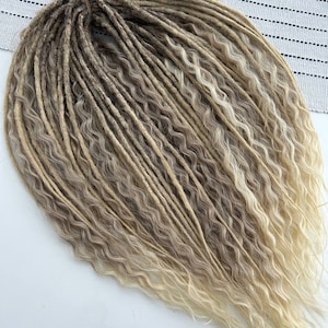 Synthetische dreadlocks met gekruld/dreads en vlecht/synthetische haarverlenging in Vikingstijl/ volledige set krullen/blonde dreadlocks/beige ombre