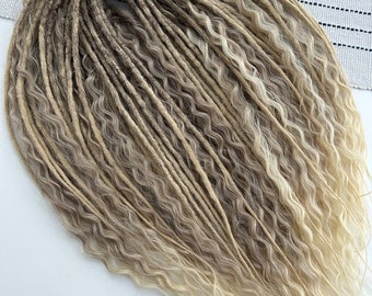 Rastas sintéticas rubias con efecto ombré / Extensiones de cabello rizado estilo trenza vikinga / Rastas onduladas / Set de doble punta