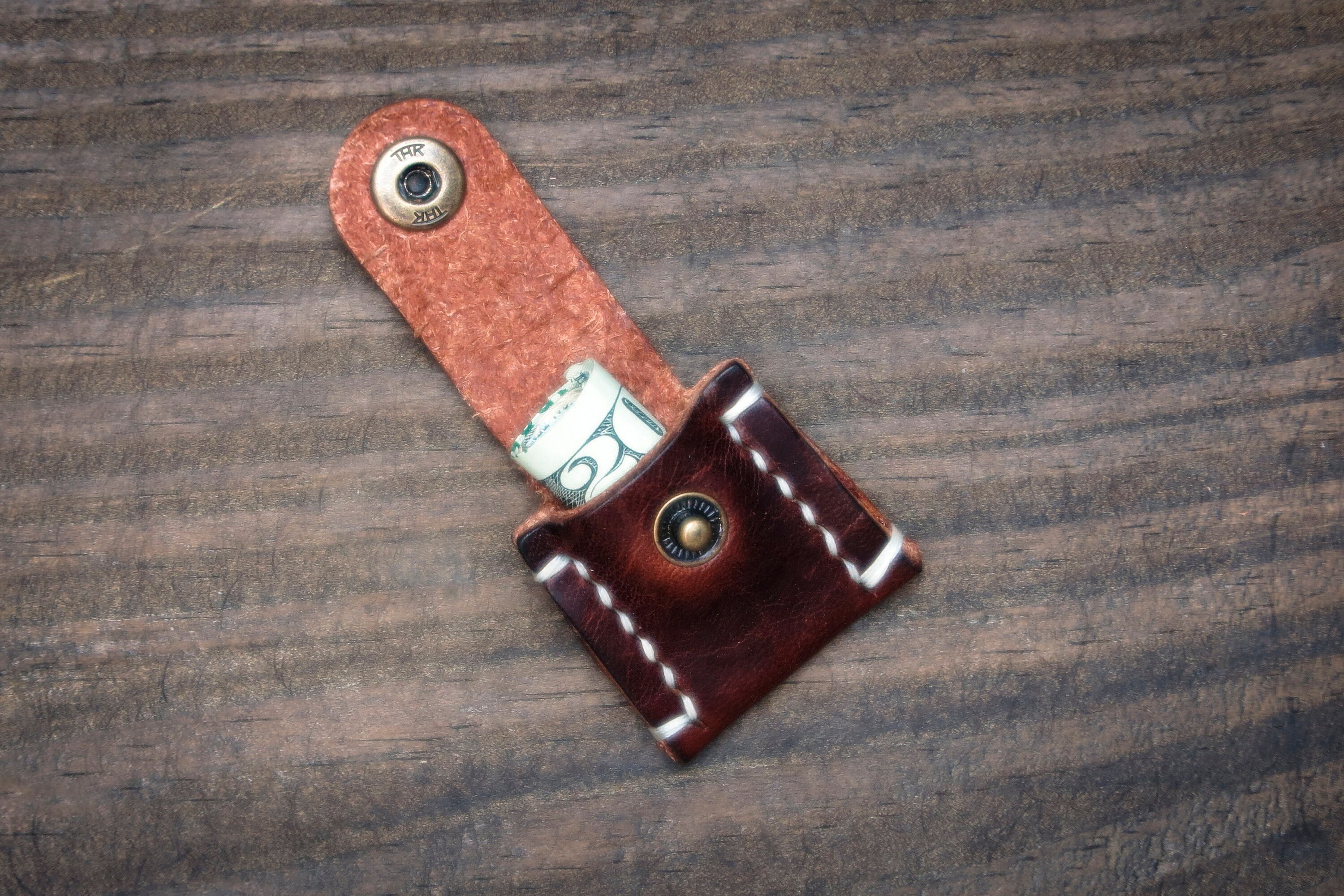 Leather Cash Stash Keychain Emergency Cash Holder Keybill Etsy