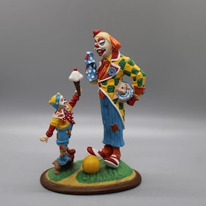 Vintage Clown Danbury Mint "Cheer Up"  Barnums Classic Clowns By Francis Barnum, Danbury Mint 1993 MBI, Signed Art Piece, Very Bright Colors