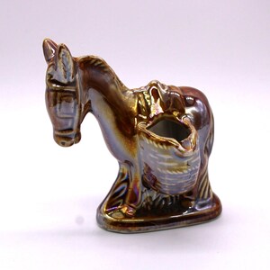 Vintage Ceramic Donkey Planter, Iridescent Glaze, Brazil