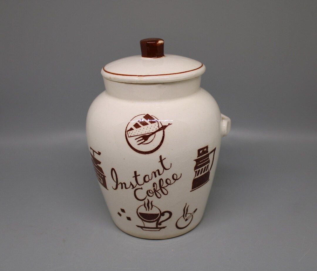 Vintage Coffee Canister Instant Coffee Canister With Fun Etsy