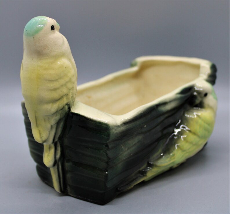 Vintage Bird Planter Parakeet Planter Two Adorable Yellow Etsy