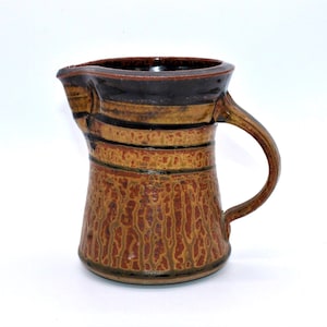 Vintage Raku Pottery Art Pitcher Vase, Brown And Tan Raku Pitcher Signed McCoy 2000, Free Priority Shipping