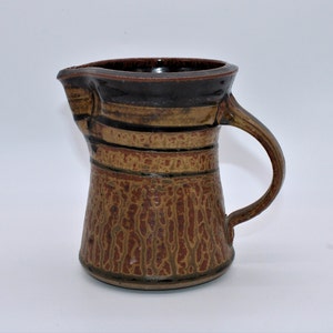 Vintage Raku Pottery Art Pitcher Vase, Brown And Tan Raku Pitcher Signed McCoy 2000, Free Priority Shipping