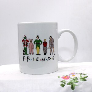 Vintage Will Ferrell & More Movie FRIENDS Christmas Mug, Comical Mug Depicting &quot;Friends&quot; From Popular Christmas Films Free Priority Shipping