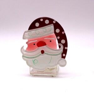 Vintage Fused Glass Santa Tea Light, Lori Siebert For Silvestri, Art Glass Tea Light, Free Shipping