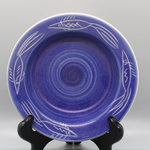 Vintage Fish, Pottery Bowl Annabella Signed Blue & White Fish Bowl 1980&#39;s Pottery Serving Bowl, Free Priority Shipping