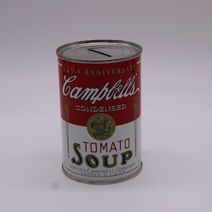 Vintage Campbell's Tomato Soup Can Coin Bank, 125th Anniversary Tin Coin Bank Celebrating 125 Years Of Tomato Soup, Free Priority Shipping