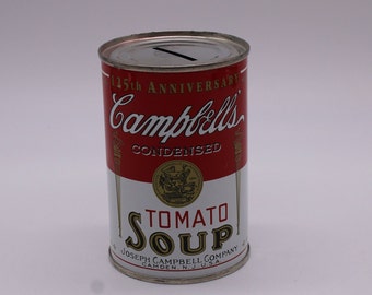 Vintage Campbell's Tomato Soup Can Coin Bank, 125th Anniversary Tin Coin Bank Celebrating 125 Years Of Tomato Soup, Free Priority Shipping