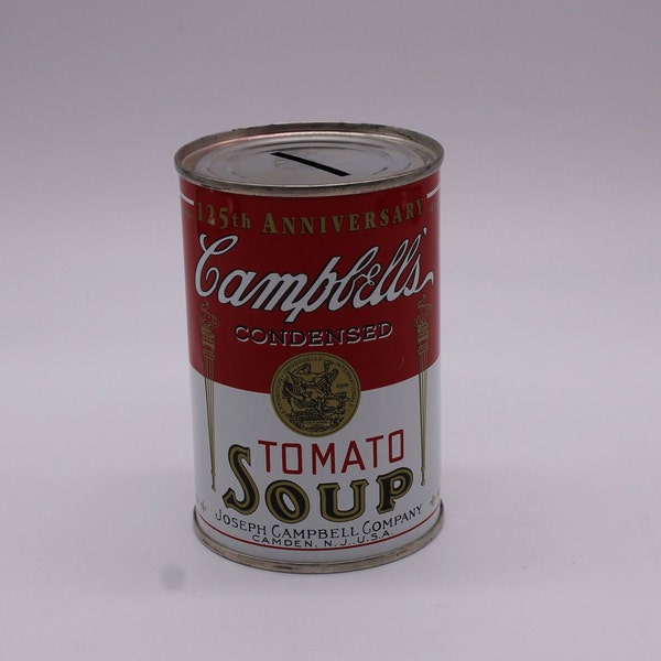 Vintage Campbell's Tomato Soup Can Coin Bank, 125th Anniversary Tin Coin Bank Celebrating 125 Years Of Tomato Soup, Free Priority Shipping