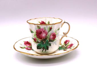 Vintage Tea Cup And Saucer, Hammersley "Grandmother's Rose" Pattern, Made In England, Free Shipping
