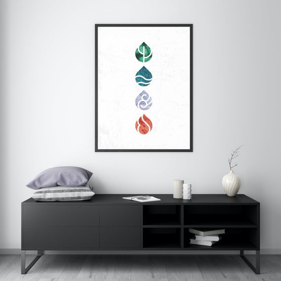 Four Elements Symbols Print, Fire Air Earth Water Signs, Elements of Nature Wall Art, Scandi Minimalist Printable Art, Boho Downloadable Art