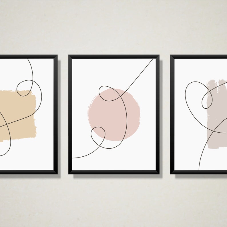 Dusky Pink Abstract Line Art Scandinavian Printable Wall Art Etsy