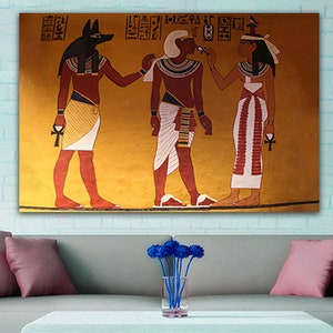 Egypt canvas Modern wall art Tomb pharaonic Tutankhamun print Egypt illustration Pharaoh wall art Egypt décor Treasure Egypt Gift canvas