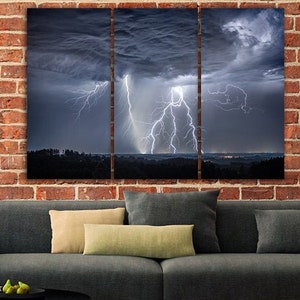 Blitz Leinwand Nacht Himmel Druck Blitz Wolke Wand Dekor Himmel Kunst Landschaft Dekor Natur Leinwand Set Wolke Kunstdrucke Gewitter
