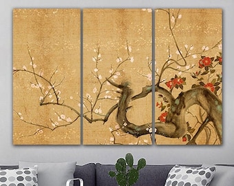 Japan canvas Modern decor Flower wall art Sakura décor Japanese art Cherry blossom print Japanese style Japan gift Pink wall décor