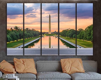 Washington Monument Wall art canvas Washington art National park Washington dc National mall Landscape art Travel print Lincoln memorial