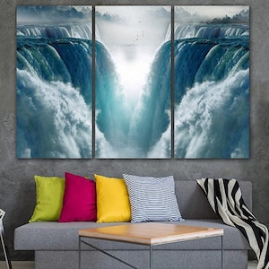 Cascada lienzo de pared de agua decoración Cascada impresión Aqua pared arte Agua cartel De otoño agua impresión naturaleza pared arte Aqua impresión Aqua decoración regalo regalo