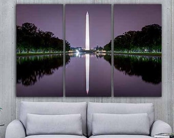 Washington Monument Wall art canvas Washington art National park Washington dc National mall Landscape art Travel print Lincoln memorial