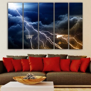 Blitz Leinwand Nacht Himmel Druck Blitz Wolke Wand Dekor Himmel Kunst Landschaft Dekor Natur Leinwand Set Wolke Kunstdrucke Gewitter