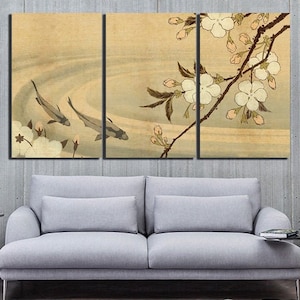 Japonés koi pescado pared arte lienzo Modern deco Flor pared decoración arte japonés flor cereza decoración japonés estilo japonés arte japonés arte japonés arte de la pared japonesa
