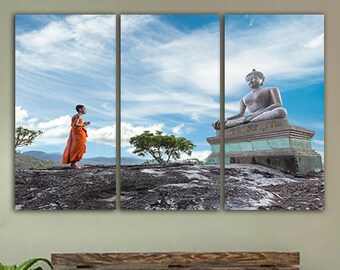 Buddha canvas Modern wall art Asian print Monk art Asian artwork Religion décor Sculptures buddha Monk poster Asian picture Zen wall art