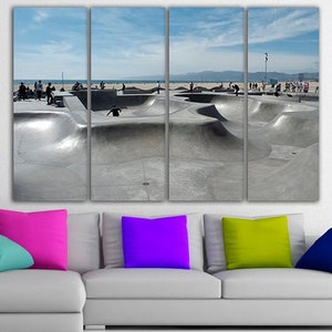 Skateboarder canvas Skatepark art Venice beach art Skater wall art LA California art Skateboarding Park Skateboard  poster Jumping print