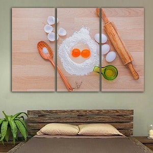 Food canvas Flour décor Food wall art Egg décor Cook gifts art Pastry art Meal print Pizzeria wall décor Restaurant wall art Cooking art