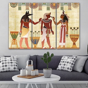 Rare Ancient Egyptian Painting of Egyptian Gods and Goddesses Ancient Egypt canvas Egyptian Papyrus art Egypt decor Pharaon art Travel gifts