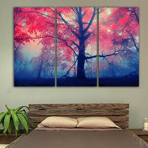 Forest canvas Nature art print Autumn wall decorador colorido impresión otoño cartel paisaje impresión árbol pared decoración árboles impresión arte de la pared del bosque
