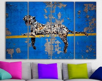 Lienzo guepardo Leopard arte pared Bronx zoo art Print art animal Cat decoración graffiti print Street arte gato hormigón selva Vida silvestre decoración