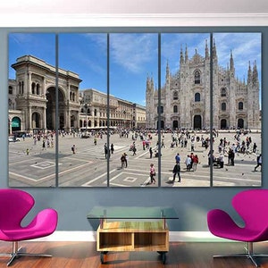 Milano canvas Cathedral print Italy wall print Cityscape decor City square Italy décor Travel art Tourism decor Milano city art Gift travel image 1