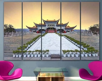 Temple of  China Great wall of China Wall art canvas Ancient china Temple art Chinese wall art Great wall canvas Temple decor China decor