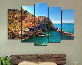 Italy canvas Manarola Italy Cinque Terre print Travel artwork Italy Print Wall Art Vernazza print Italy photo Seascape Wall Art Beach decor