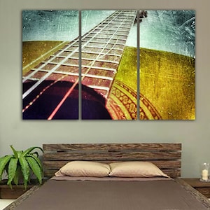 Guitar canvas Music wall print Nursery decor Acoustic guitar art Rock n roll décor Dj wall art Guitarist gift Music artwork Guitar picture