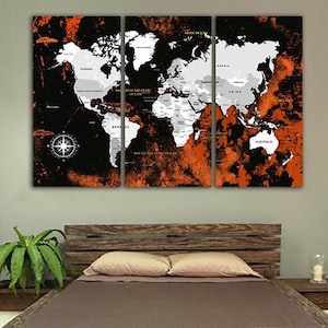 Jeans Weltkarte Rote Weltkarte Leinwand Aquarell Karte Kunst Weltkarte Kunst Abstrakte Karte Kunst Karte der Welt Splatter Karte Jeans Stil Kunst Vintage