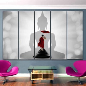 Buddha canvas art Modern print Zen wall art Monk decor Stone wall art Chakra print Gift for her Meditation decor Yoga room art Monk picture