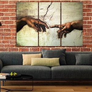 Hands Michelangelo The Creation of Adam Artist canvas Ready to hang Sistine Chapel art Reproduction deco Fresco Michelangelo Religious print