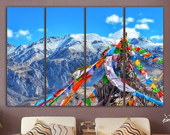 Tibet canvas Asia wall art Mountain decor Buddhism print poster Gift for her Tibet mountains art Everest poster Lamaism art Tibetan buddhism