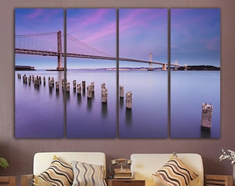 Bay Bridge canvas San Francisco art Nature print Bay Bridge wall art California print Wall art bridge Night city poster Oakland Bay Bridge