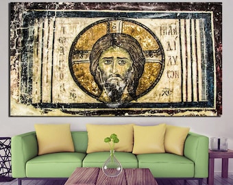 Religious canvas Religious wall art Iconography art Jesus wall art Christian religious Bible decor Jesus print Religious poster Jesus art