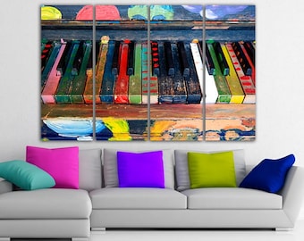 Muziekmuurkunst Pianocanvas Kleurrijke piano Muziekinstrument Pianomuurdecor Muzikale muurkunst Verfdrukkunst Muziekkamerdecor Klaar om op te hangen