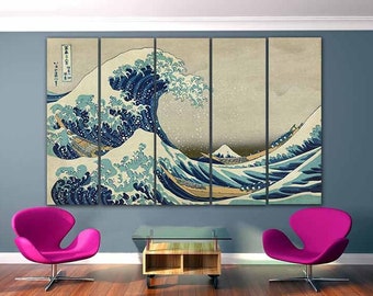 The great wave Kanagawa canvas Decorative art Japanese wave Reproduction decor Japanese wall art Hokusai décor Kanagawa wave Great wave art