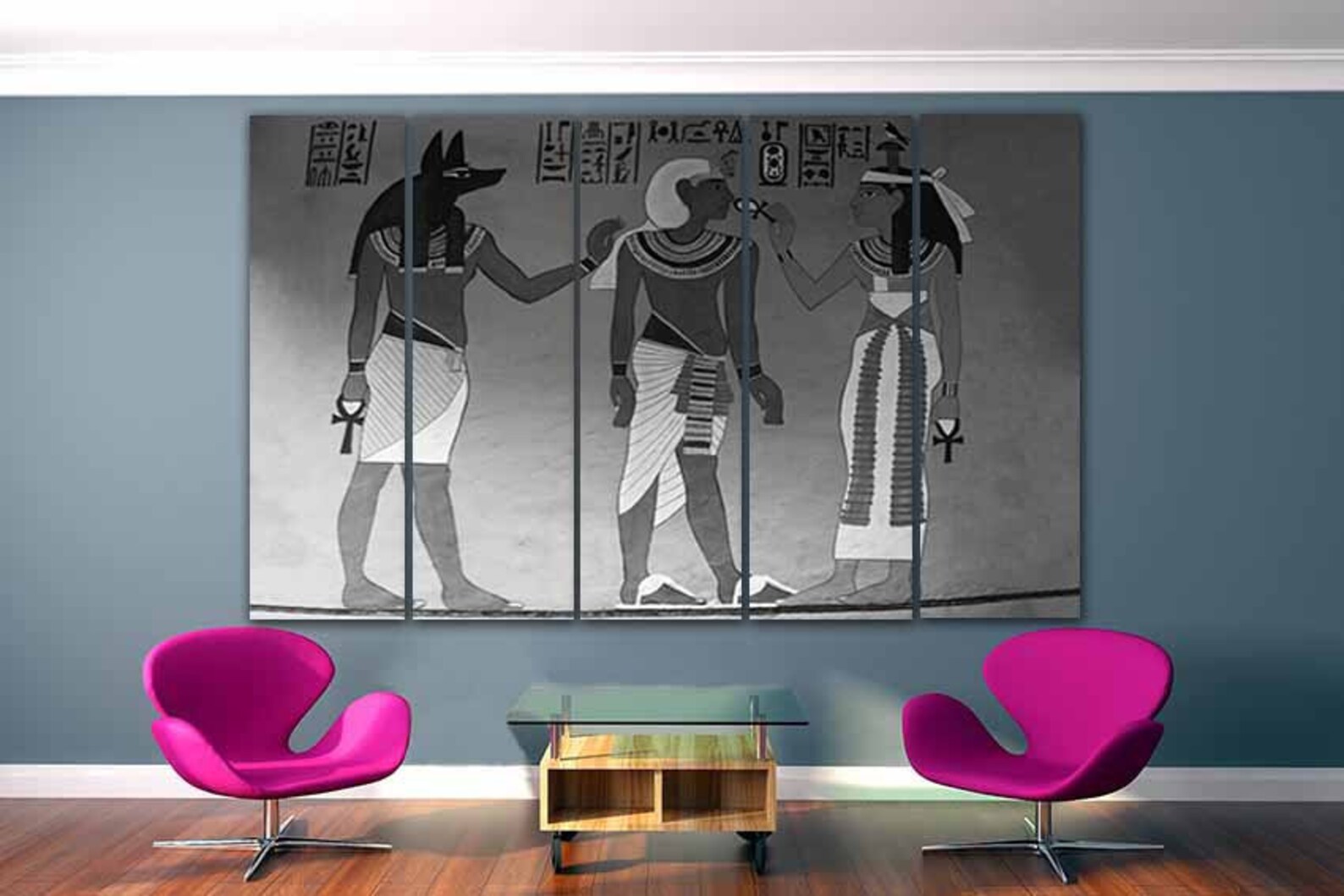 Egypt canvas Modern wall art Tomb pharaonic Tutankhamun print Etsy