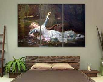 Ophelia wall print Cabanel painting Print on canvas Woman wall décor Reproduction artist Vintage home print Gallery art décor Girl artwork